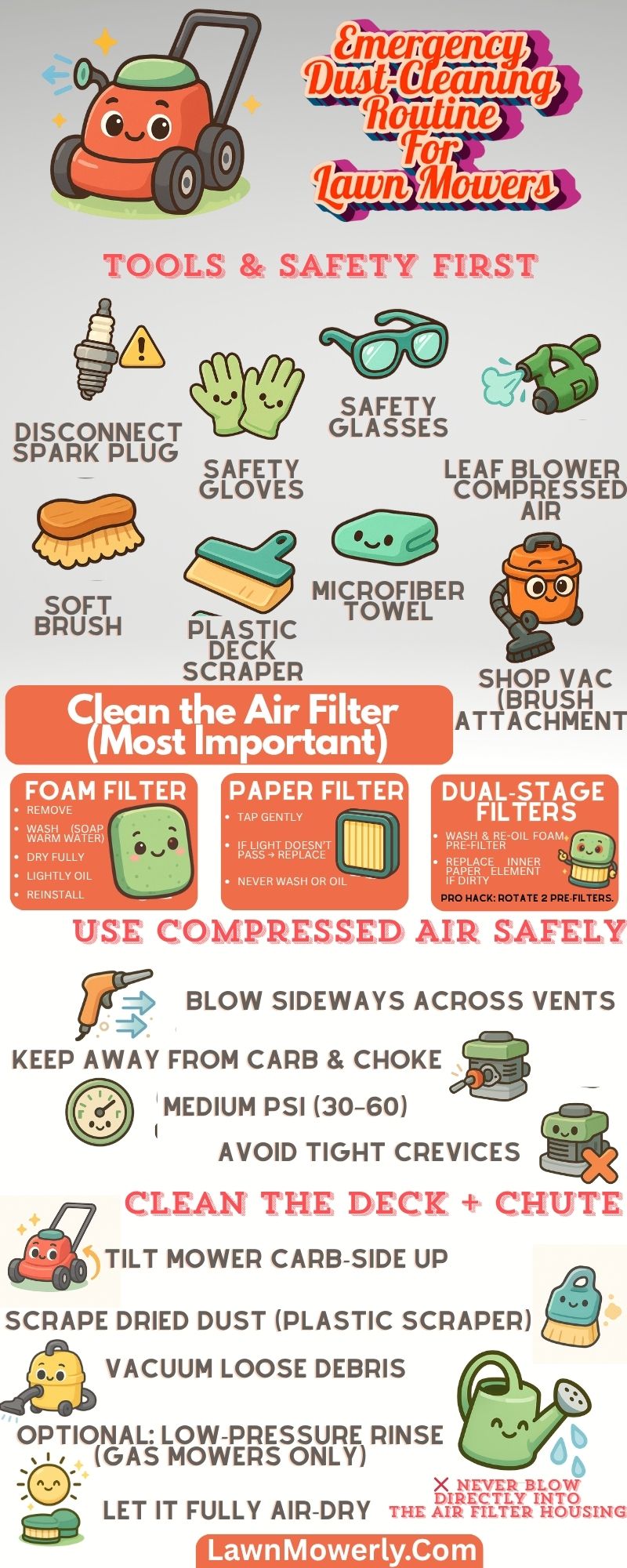 Emergency Dust Cleaning Routine For Lawn Mowers