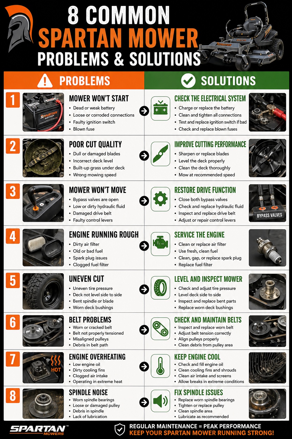 Common Spartan Mower Problems