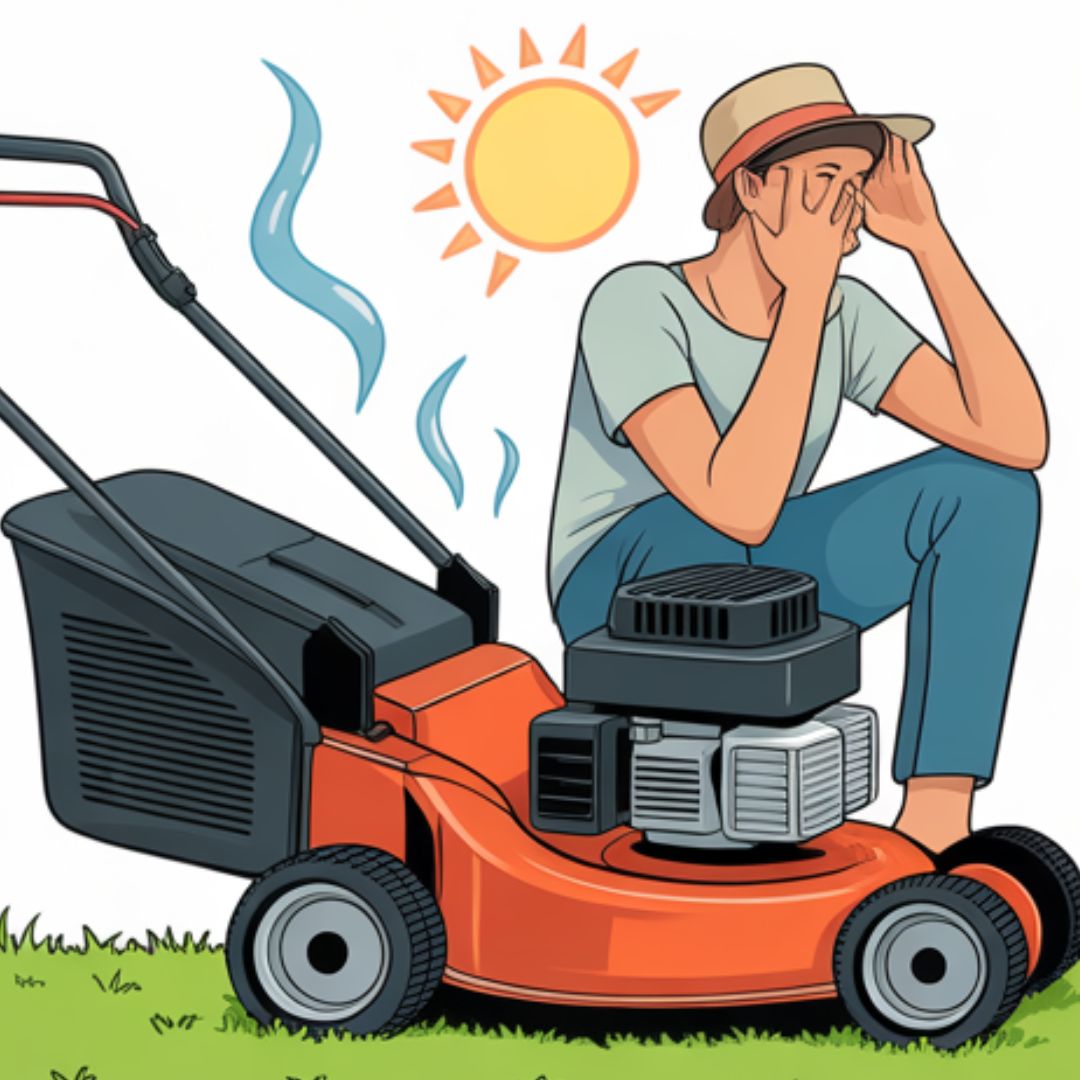 Letting mower engine cool between mowing sections