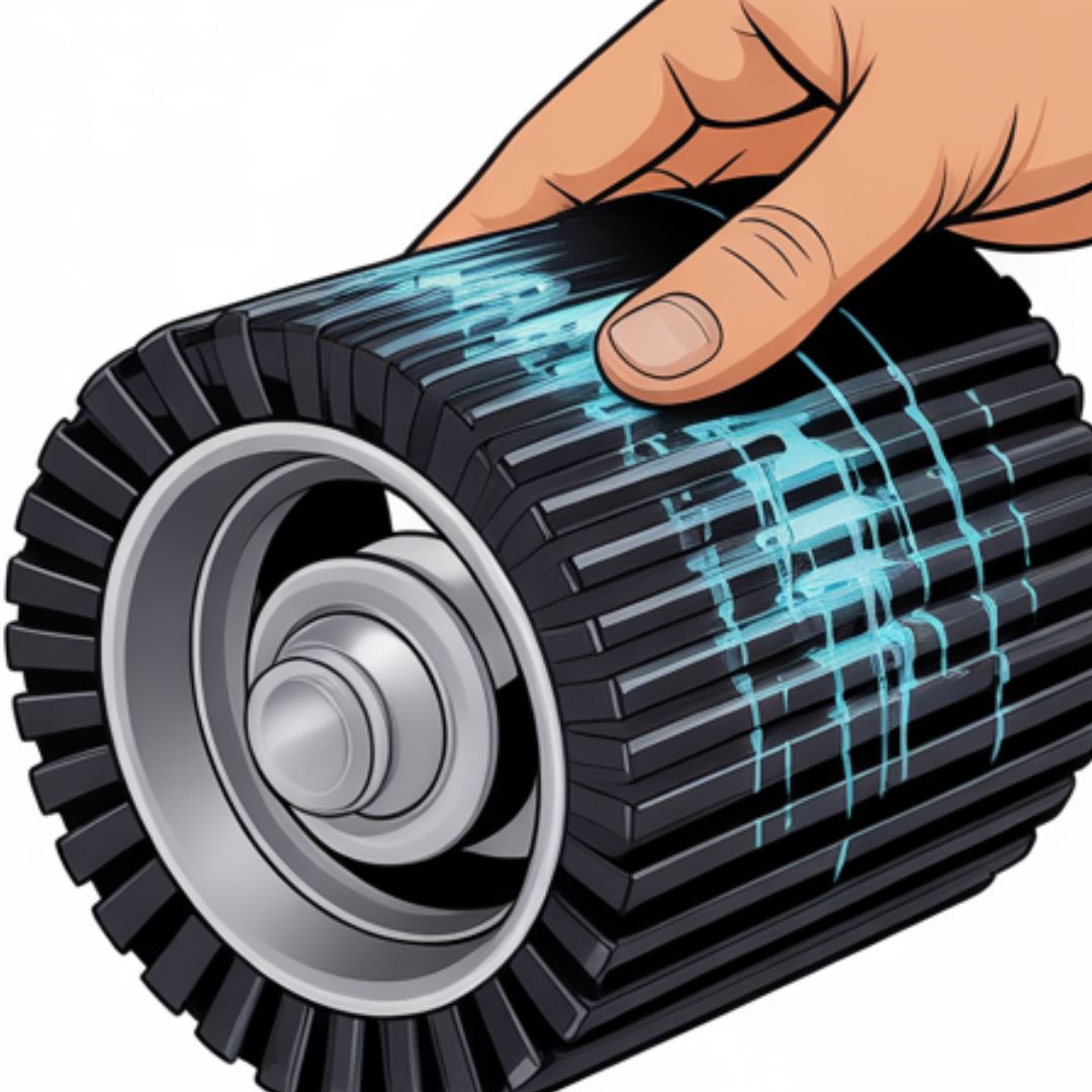 Inspecting mower belts for slipping or shine