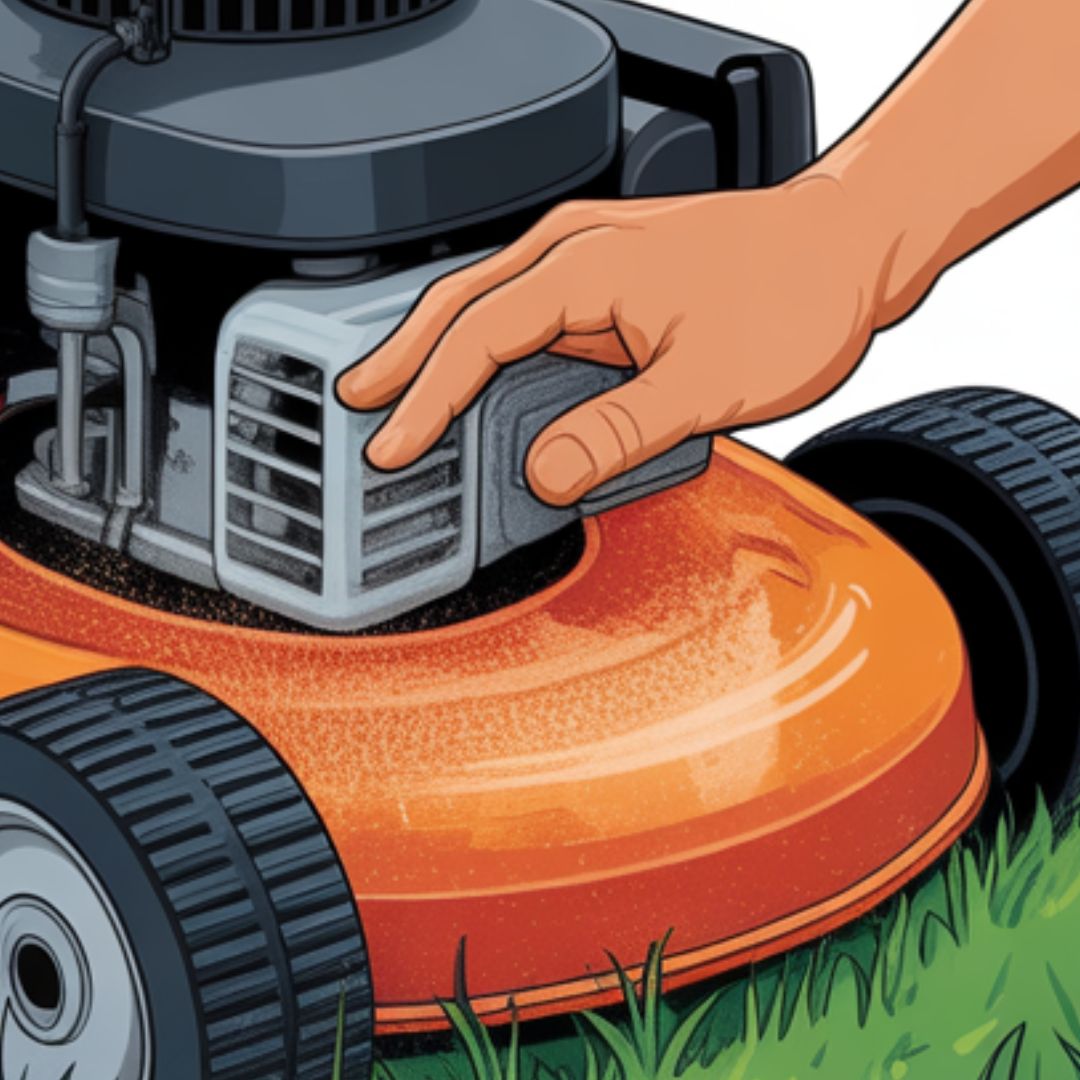 Grass blocking mower air intake