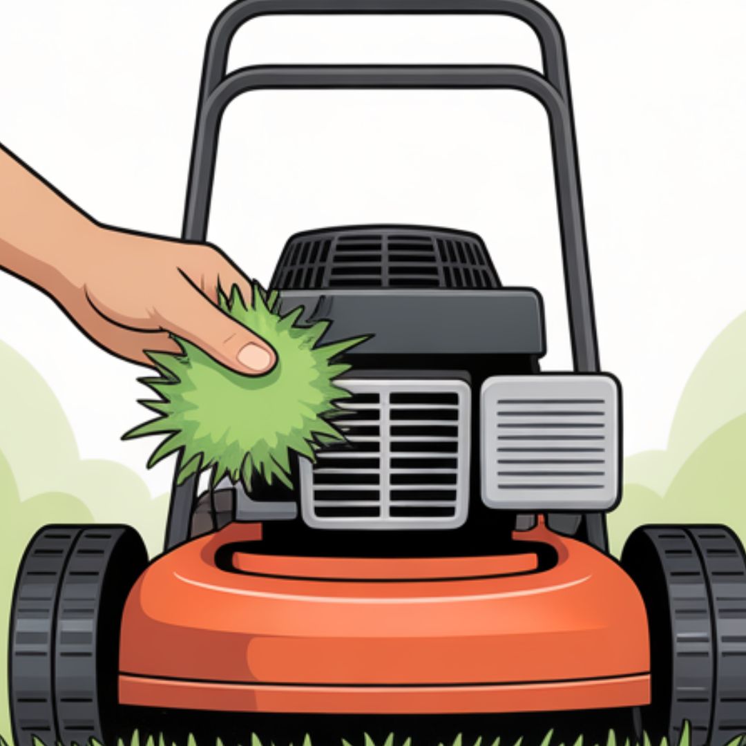 Keeping mower front intake grille clear