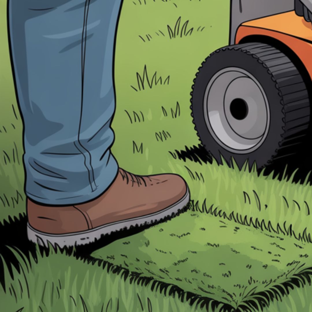 Dry lawn ready to be mowed