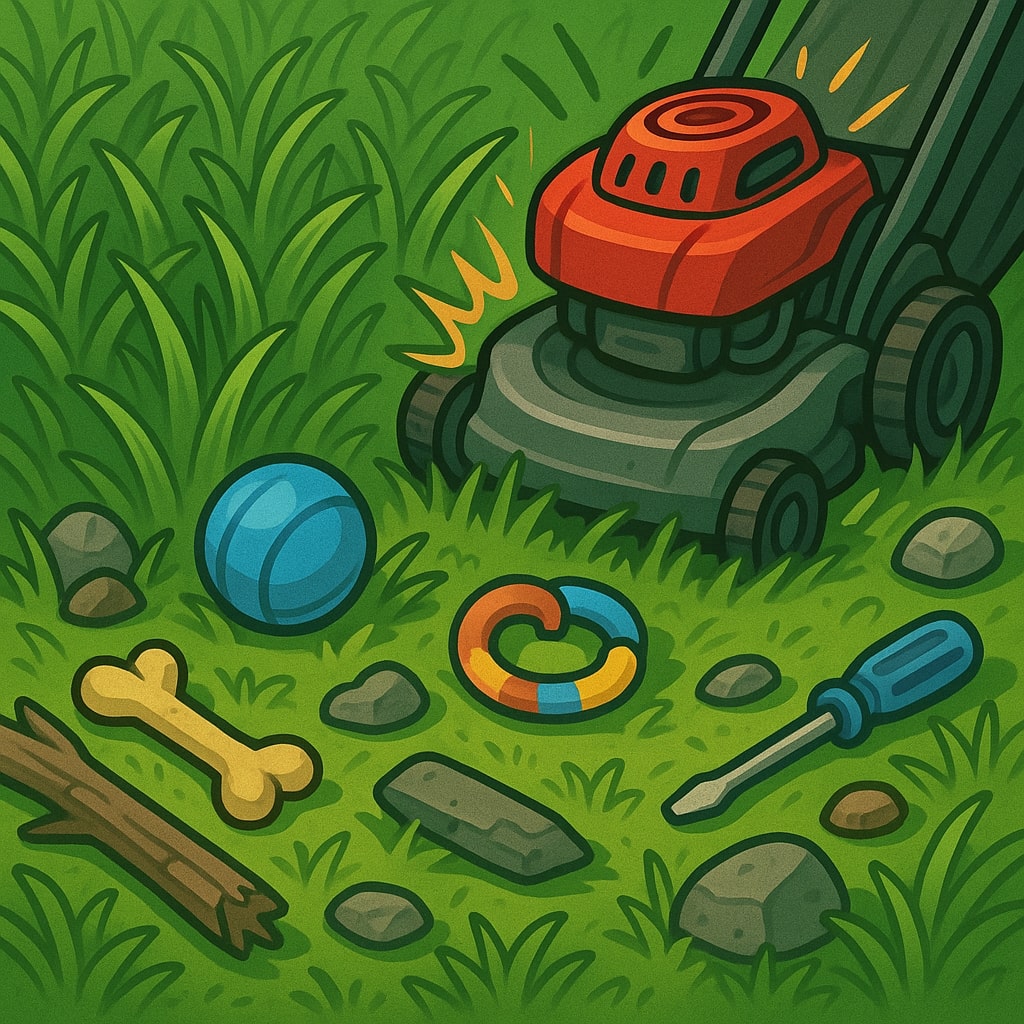 Picking Up Debris Before Mowing