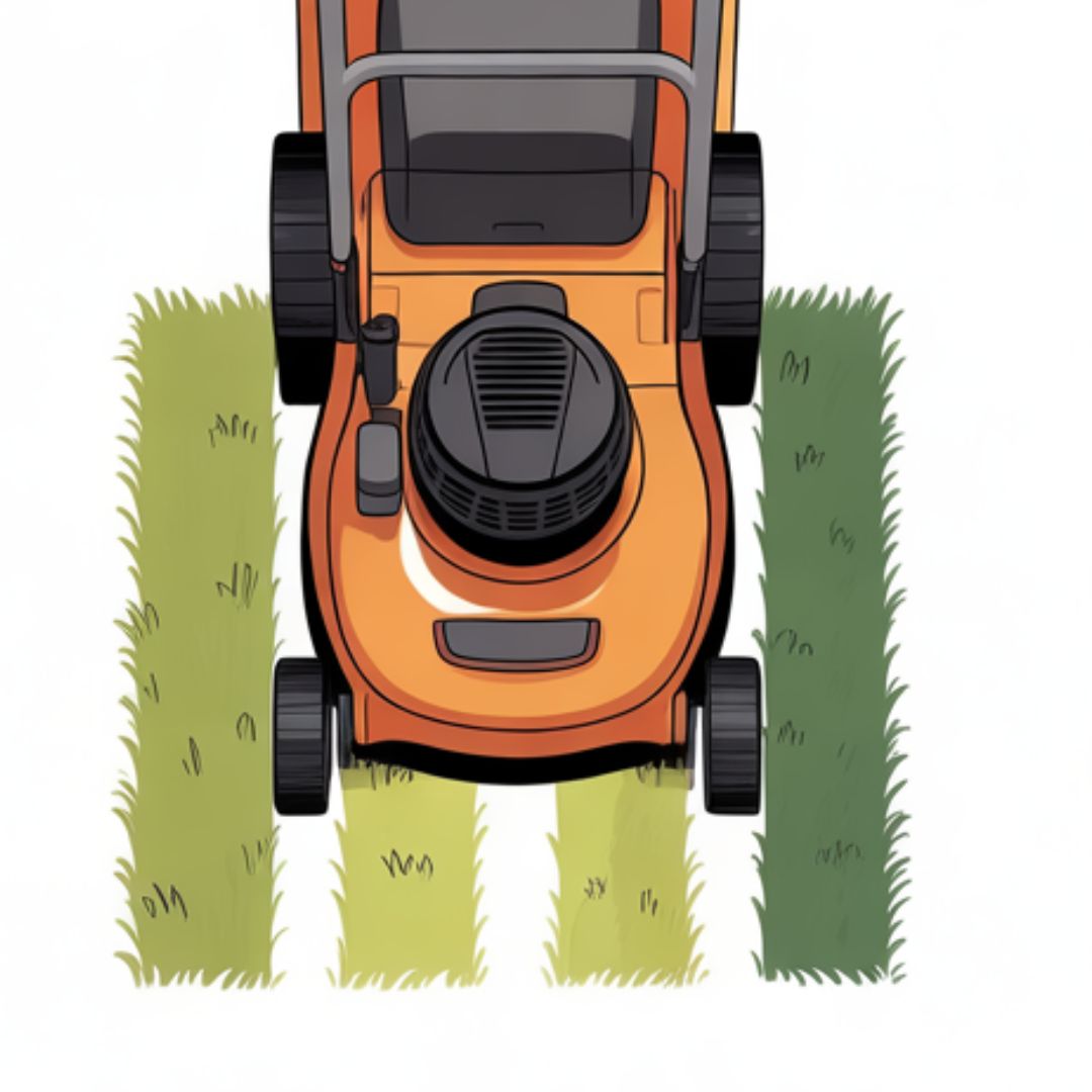 Lawn mowing passes slightly overlapping