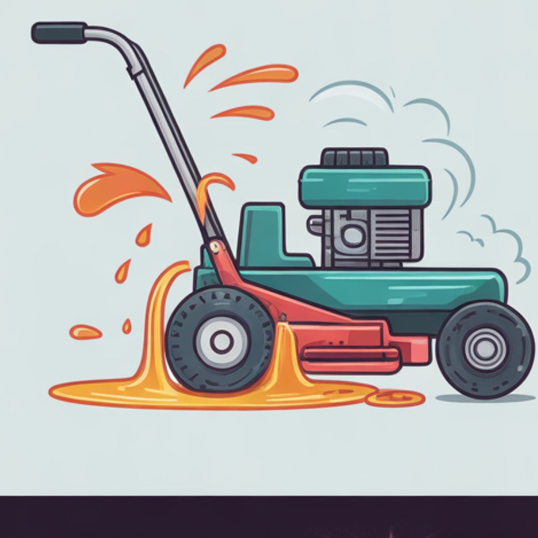 Mower tilted carb side down