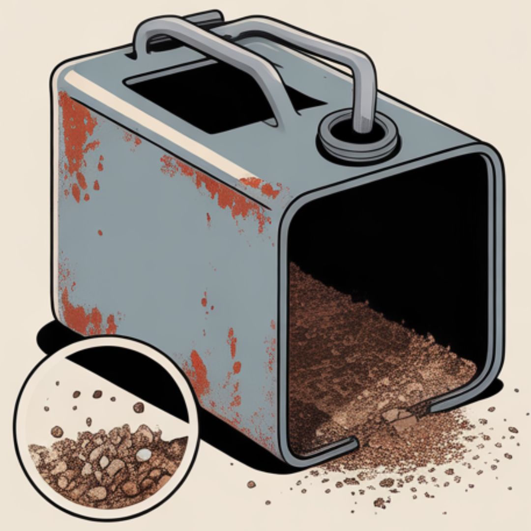 Using a dirty or rusty gas can