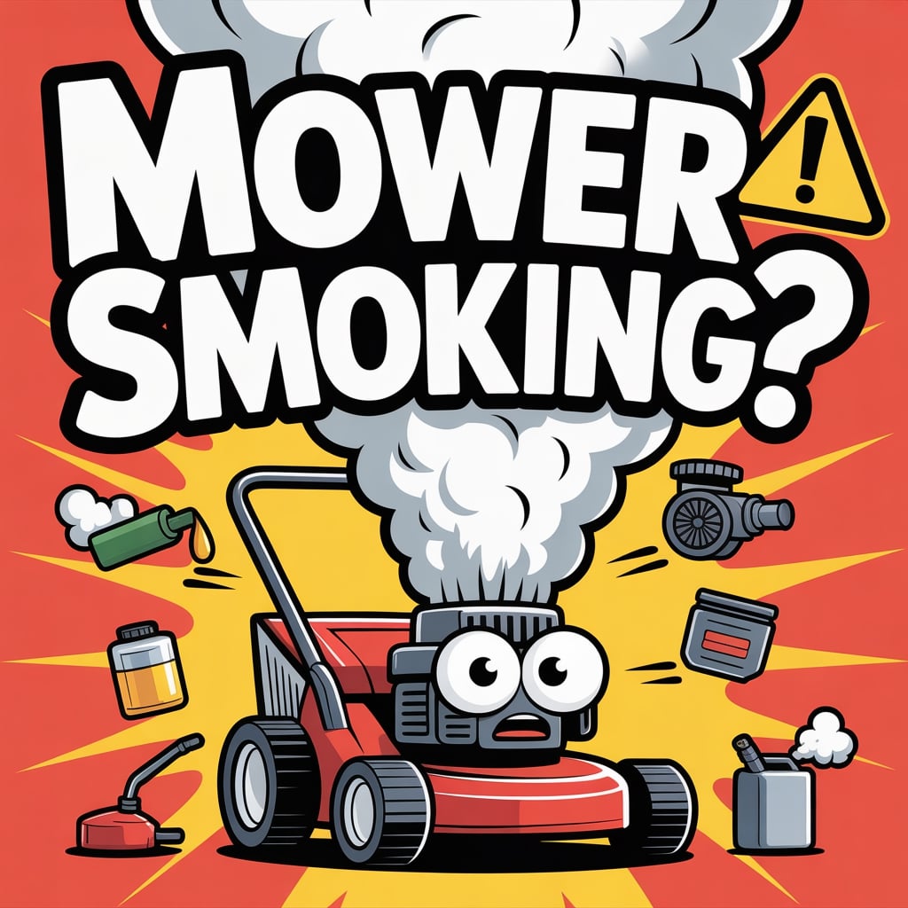 lawn mower smoking, why mower smokes, mower smoke fixes