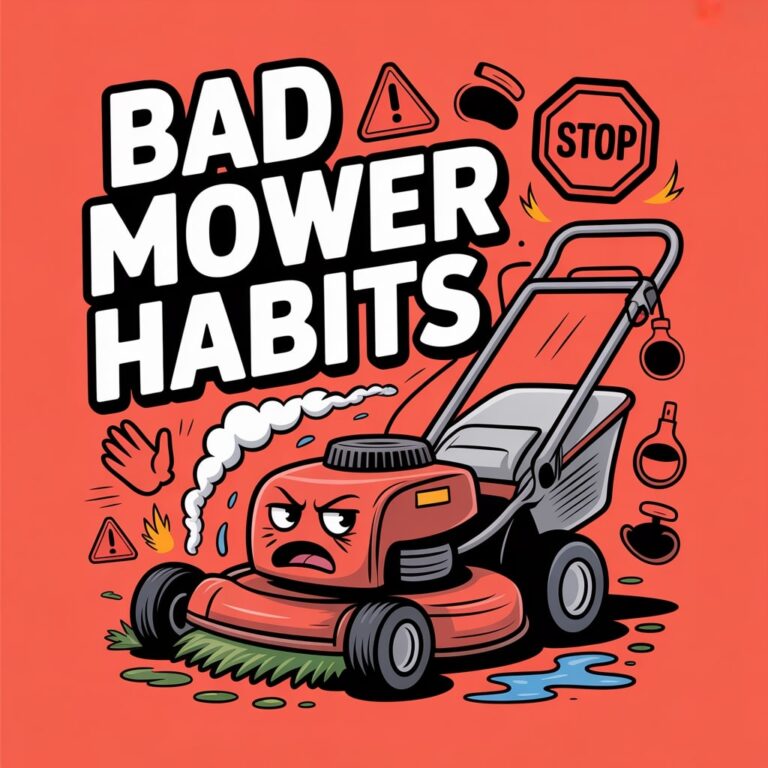 mower mistakes, bad lawn mower habits, lawn mower damage, bad mower habits