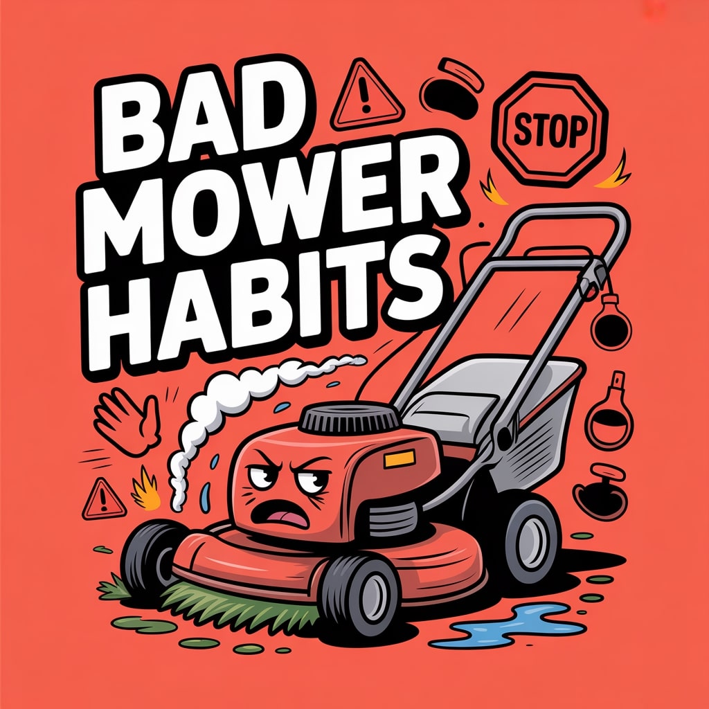 mower mistakes, bad lawn mower habits, lawn mower damage, bad mower habits