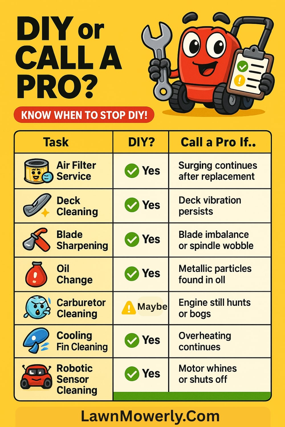 when to diy lawn mower problems and when not to