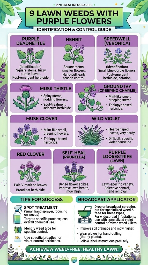 Lawn Weeds With Purple Flowers