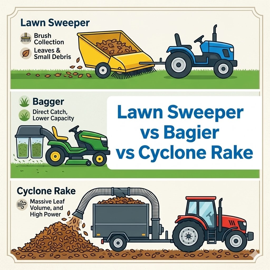 Lawn Sweeper vs Bagger vs Cyclone Rake