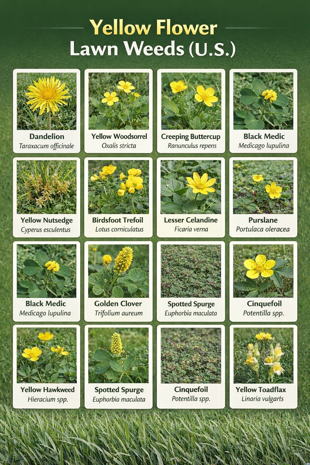 Lawn Weeds With Yellow Flowers