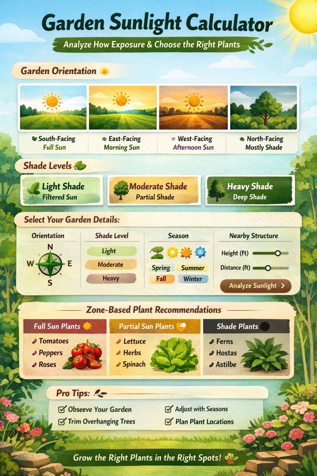 Garden Sunlight Calculator: Analyze Sun Exposure & Right Plants