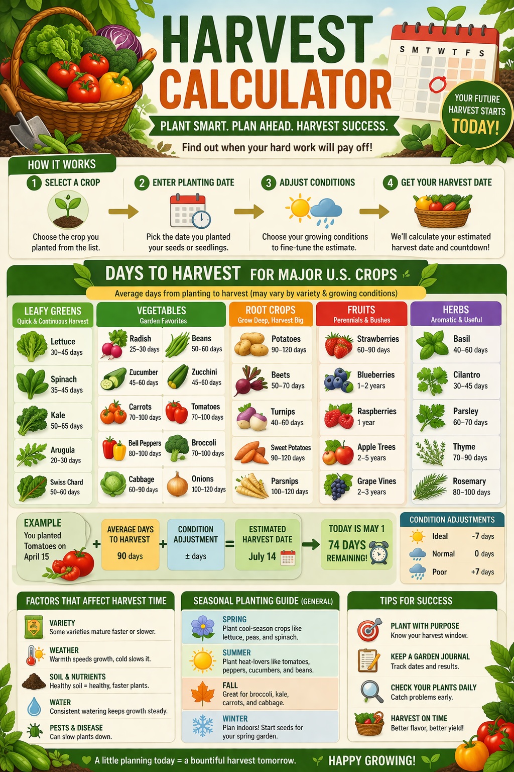 Harvest Calculator infographic