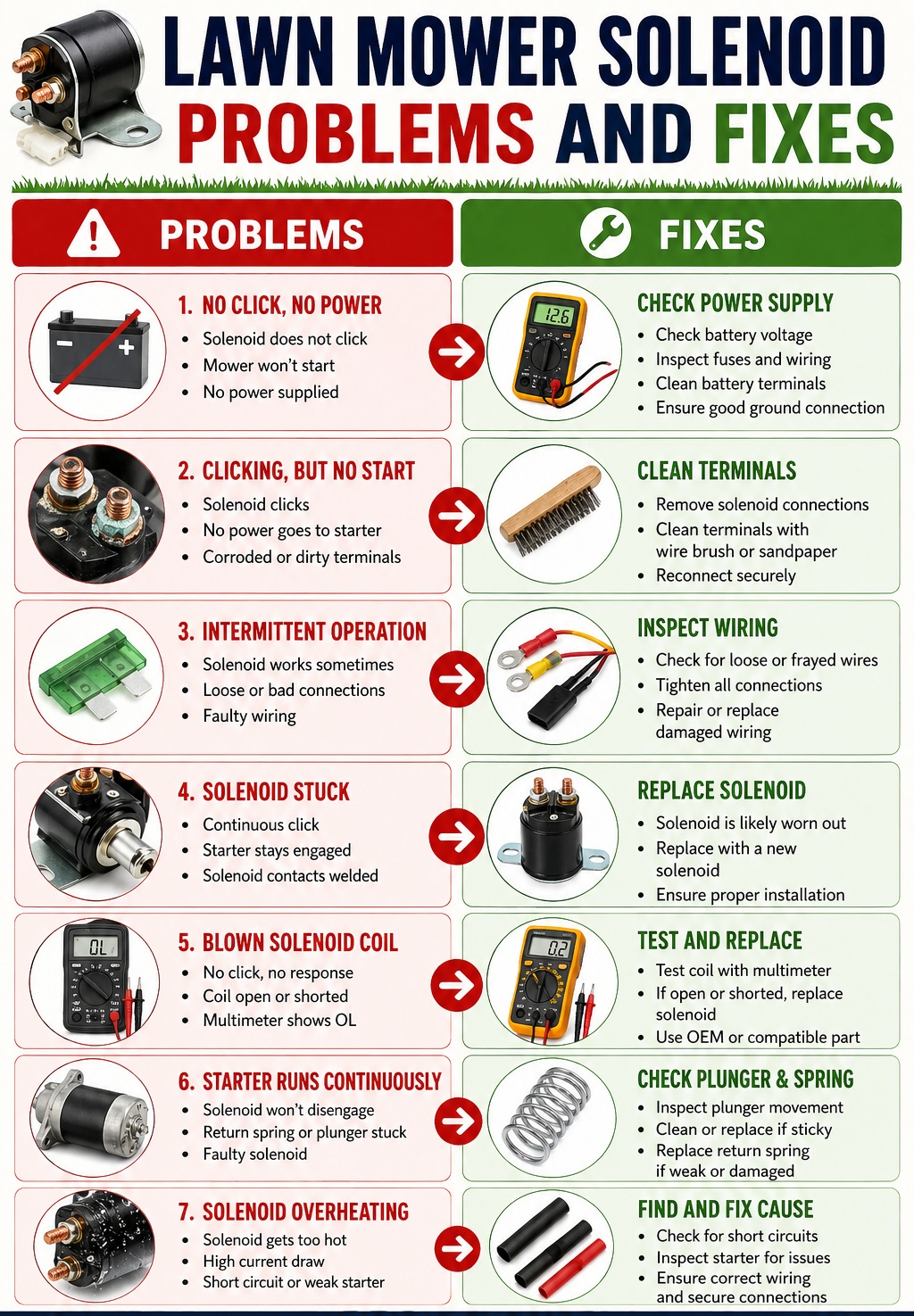 Common Lawn Mower Solenoid Problems and Fixes