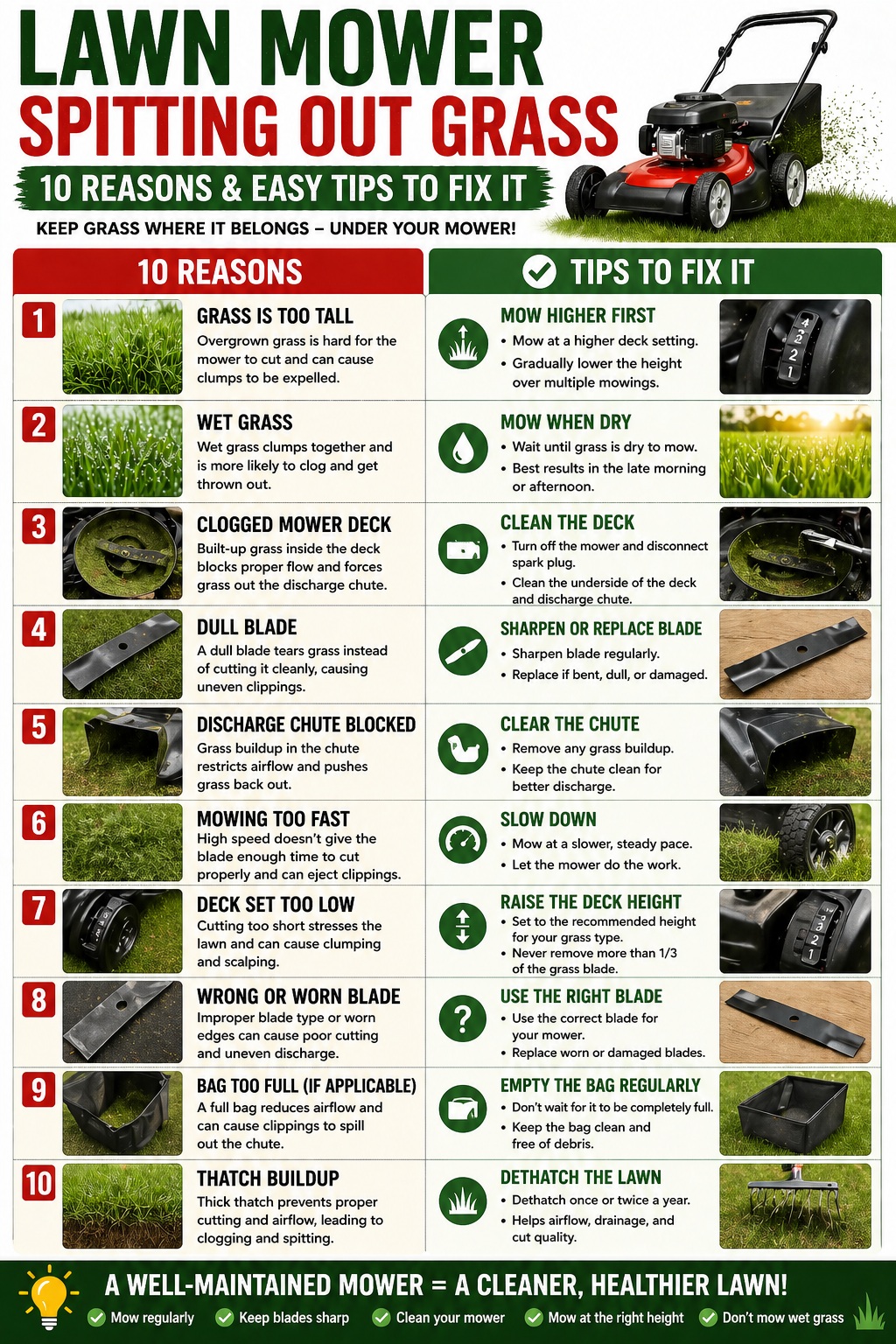 Lawn Mower Spitting Out Grass Infographic